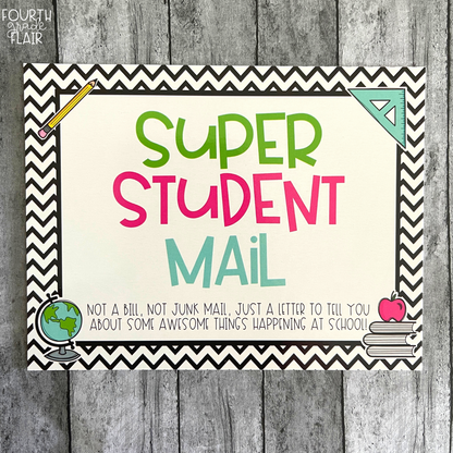 Positive Parent/Super Student Postcards | School Supply Chevron