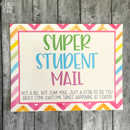 Positive Parent/Super Student Postcards | Watercolor Chevron