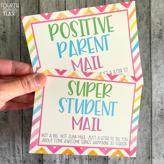 Positive Parent/Super Student Postcards | Watercolor Chevron