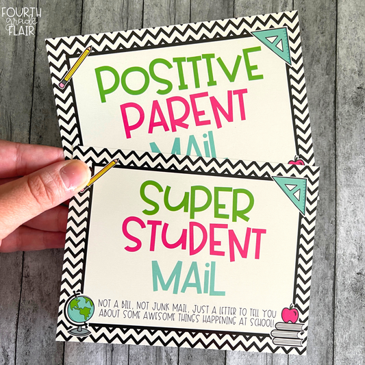 Positive Parent/Super Student Postcards | School Supply Chevron
