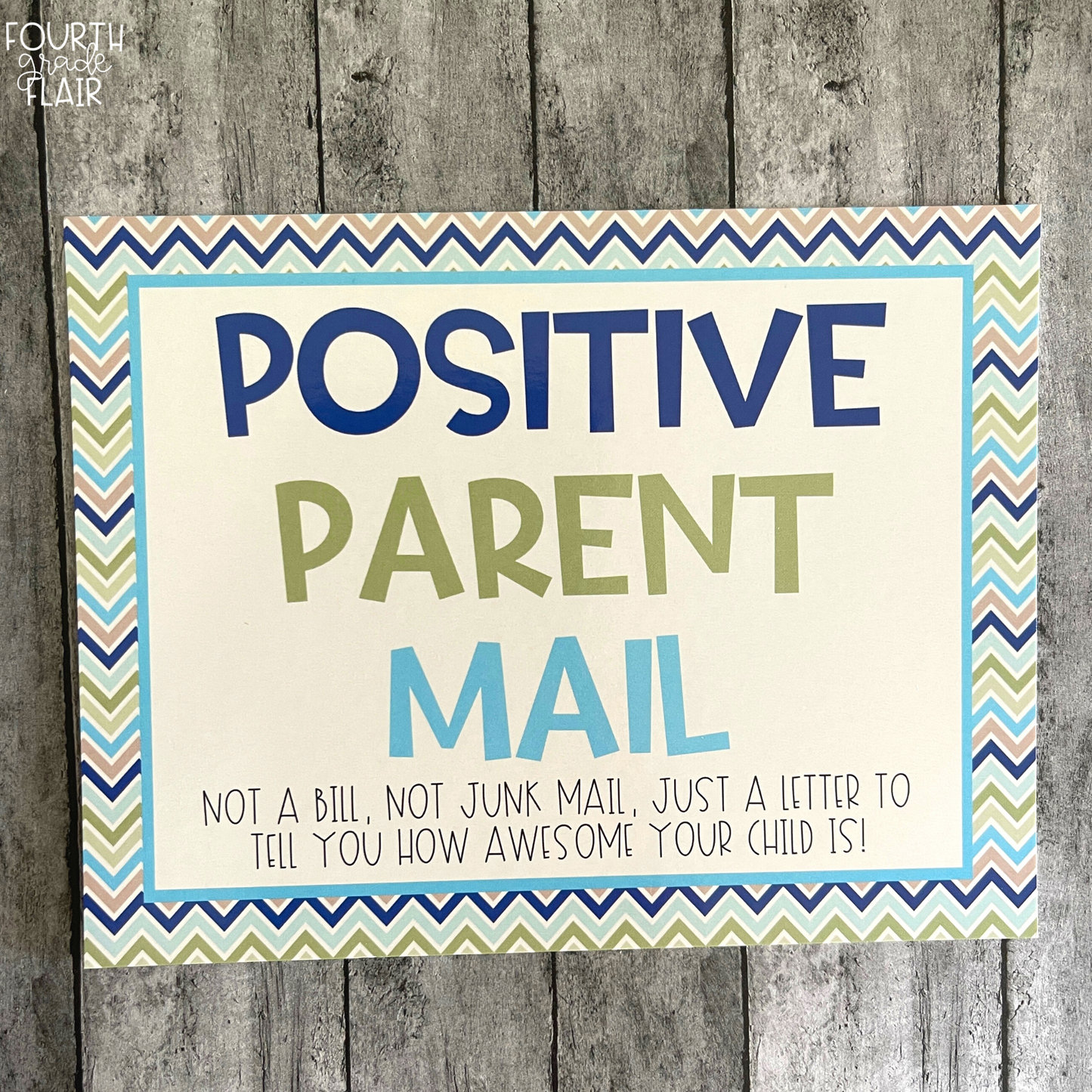 Positive Parent/Super Student Postcards | Cool Blue Chevron