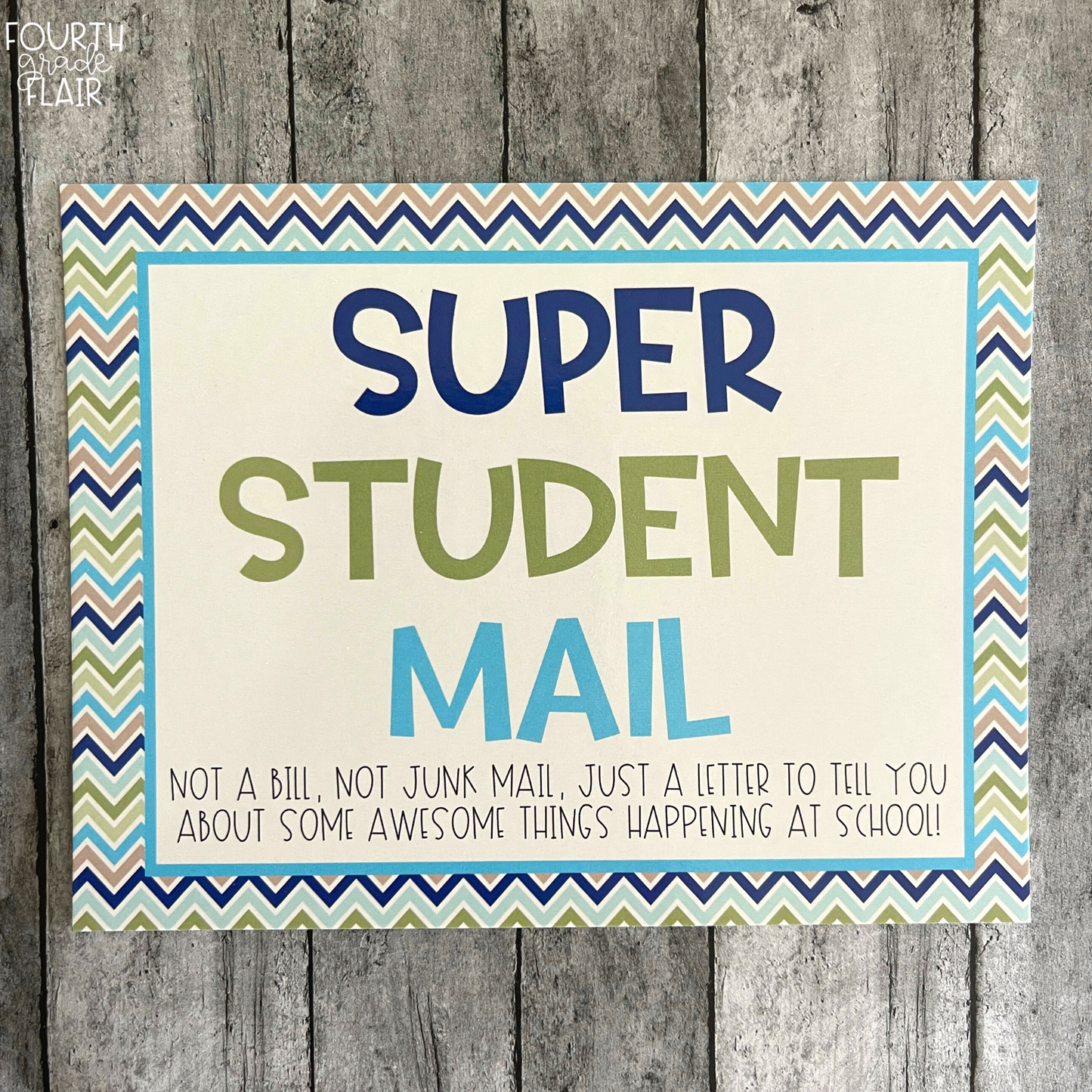 Positive Parent/Super Student Postcards | Cool Blue Chevron